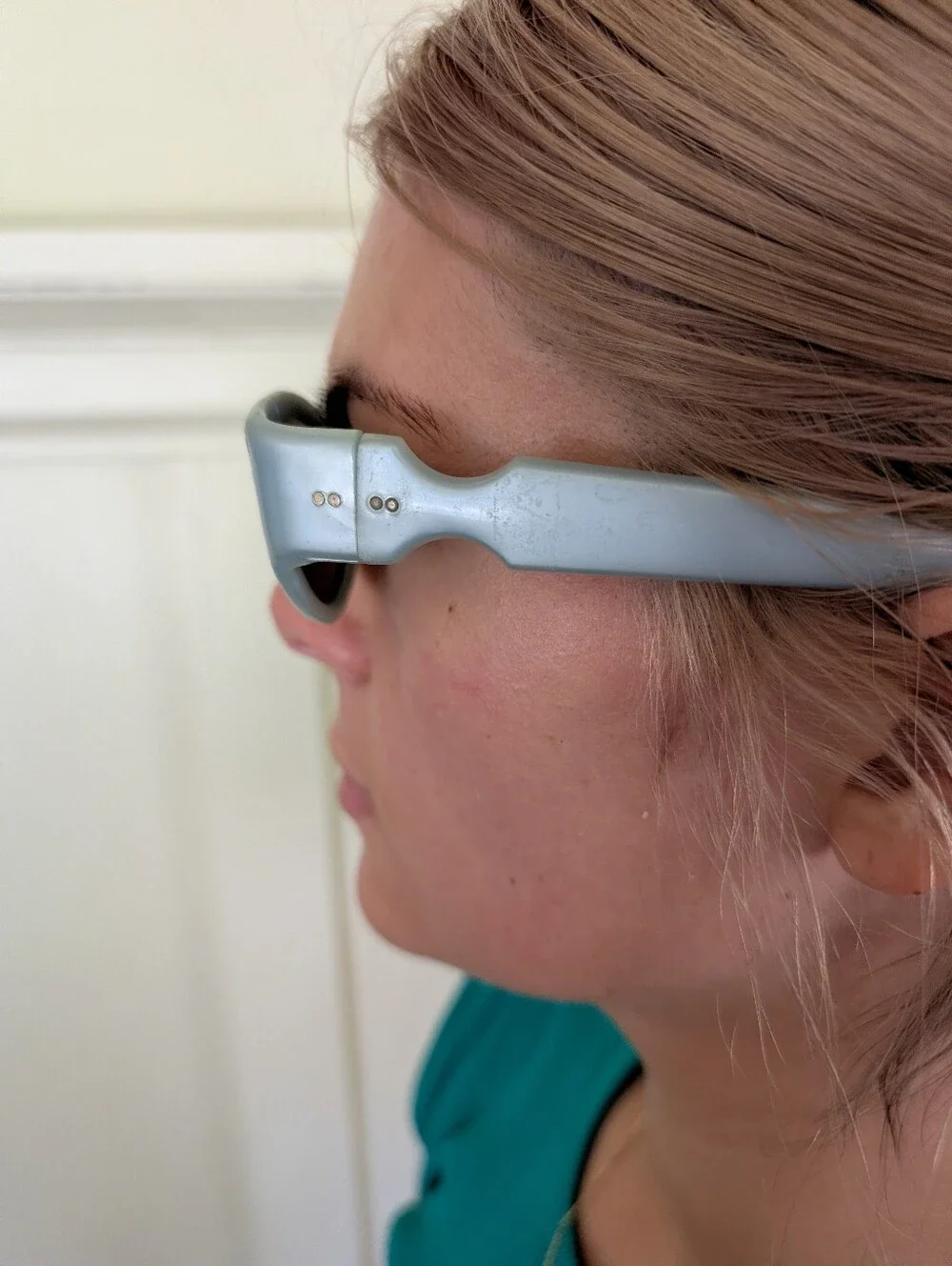 Vintage Sunglasses 1960s Light Mint Blue Oval Plastic Sunglasses Polaroid